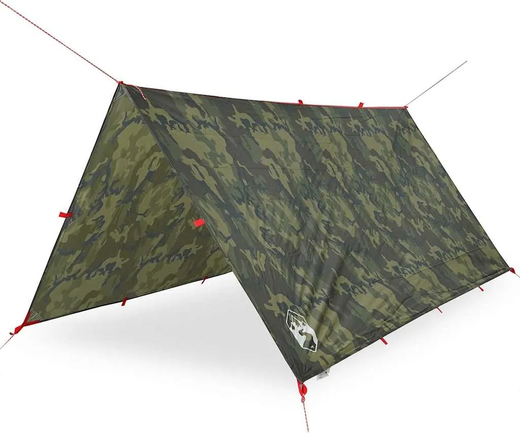 vidaXL Prelată de camping, camuflaj, 366x306 cm, impermeabilă