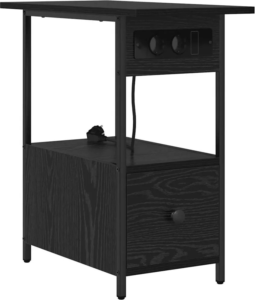 vidaXL Dulap de noapte Stejar Negru 60 x 30 x 61 cm Lemn compozit