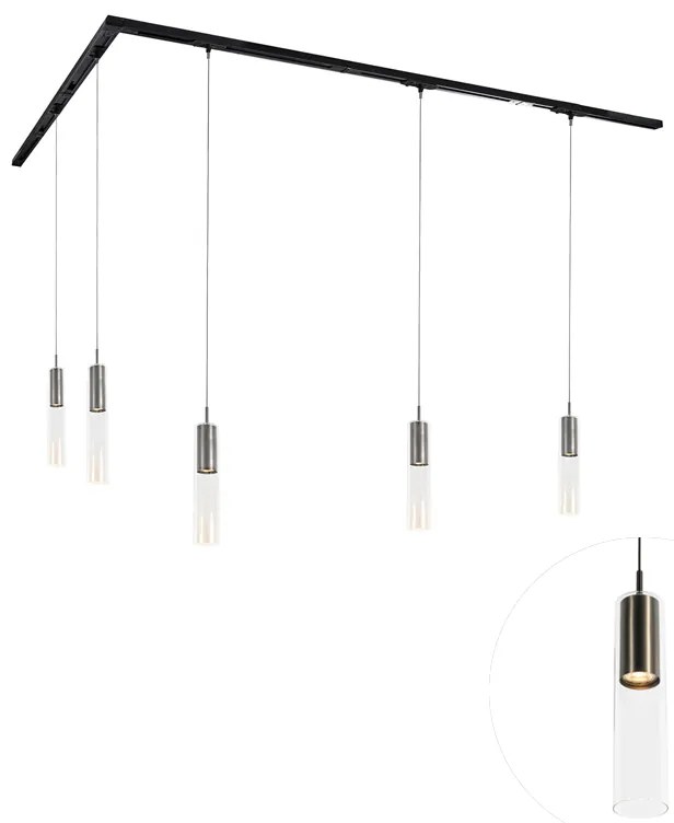 Sistem modern de iluminat pe șine cu 5 pendule Gunmetal monofazat - Iconic Lloyd