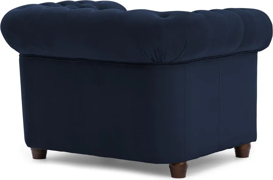 Fotoliu albastru chesterfield cu tapițerie din catifea York Blik – Ropez