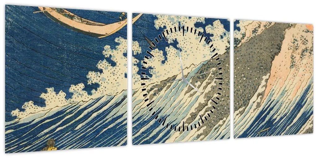 Tablou - Katsushika Hokusai, Fishing Boats at Choshi in Shimosa (Soshu Choshi) , reproducere (cu ceas) (90x30 cm)