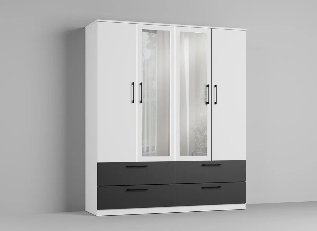 Set Dormitor alb cu gri- Mara -Pat tapitat Configuratia 10