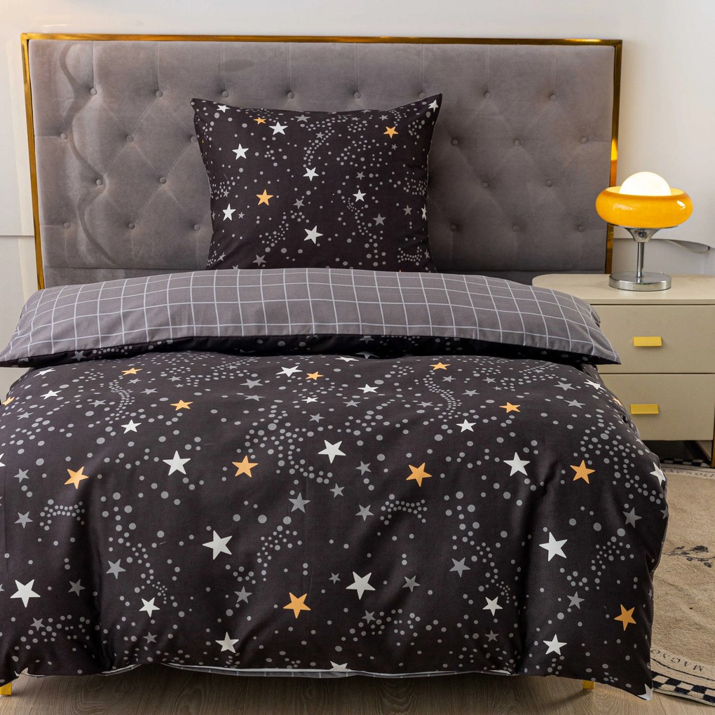 Lenjerie de pat din microfibra flanel STELLAR gri inchis Dimensiune lenjerie de pat: 2 buc 70 x 90 cm | 200 x 220 cm