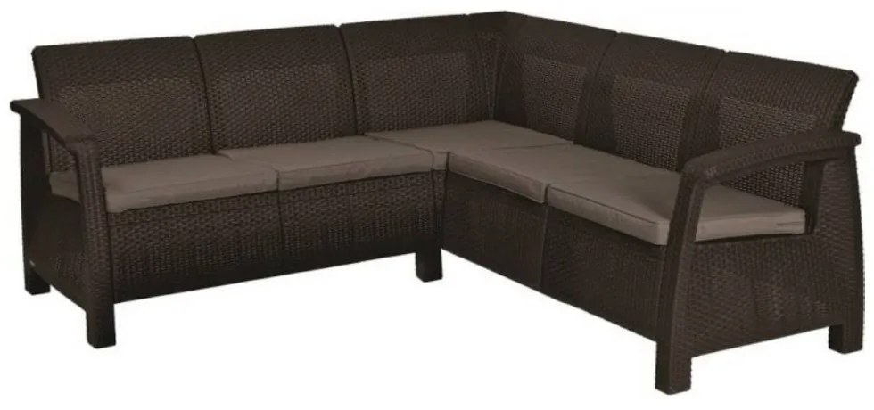 Set de colț de grădină Corfu relax din ratan artificial, maro