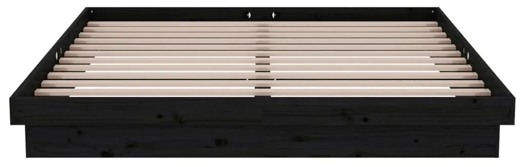 Cadru de pat, negru, 160x200 cm, lemn masiv Negru, 160 x 200 cm