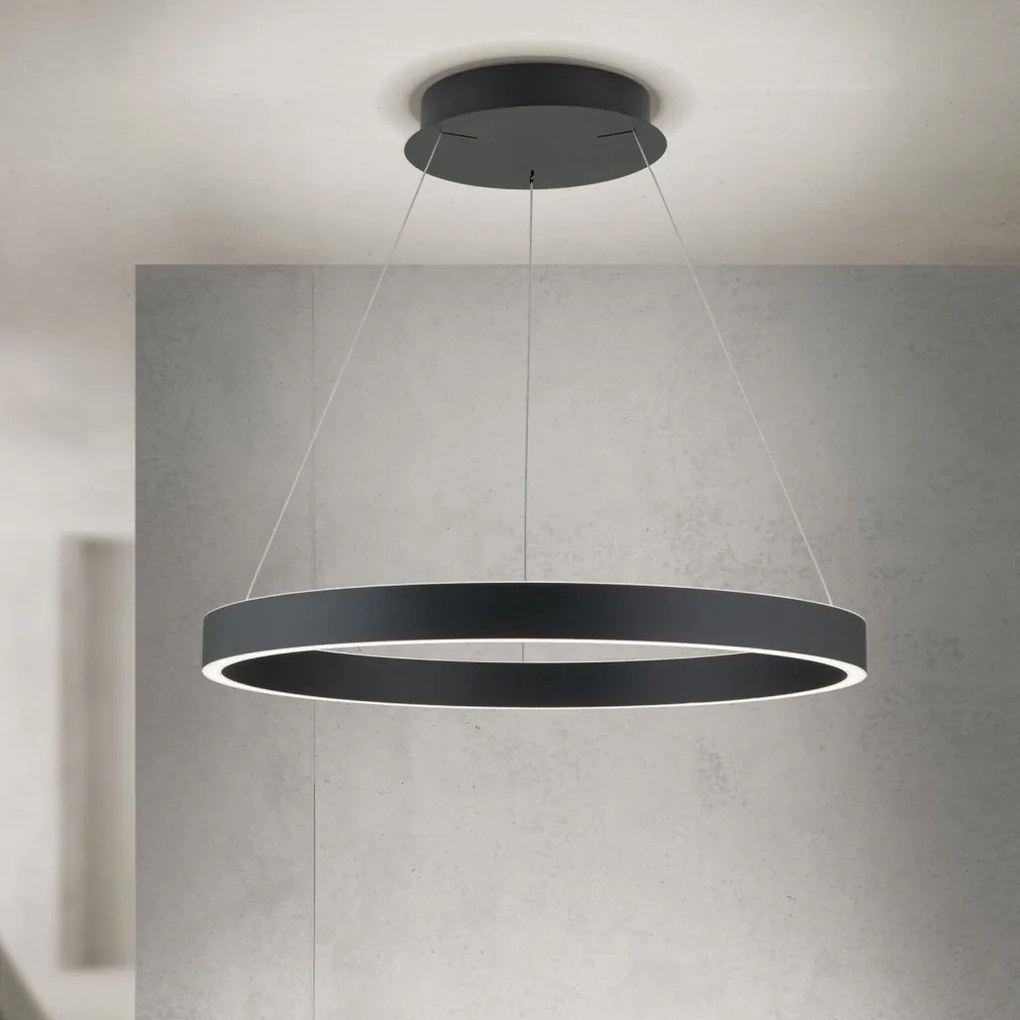 Lustra LED circulara iluminat sus si jos KOLK negru 60cm