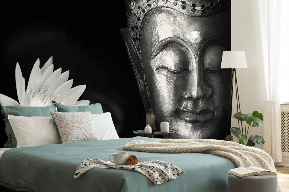 Tapet autoadeziv divinul Buddha în alb-negru