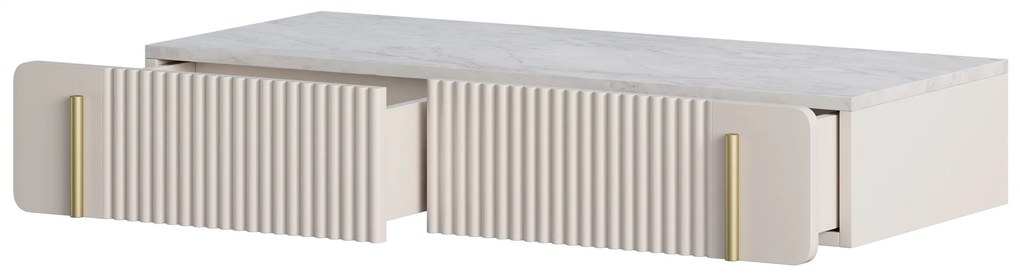 Masă de machiaj suspendată cu sertare Malmi 100 cm - cașmir / crema bianca / auriu