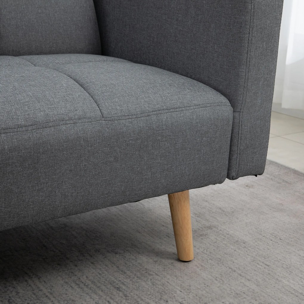 HOMCOM 2 in 1 Canapea cu functie de pat 205 x 88 cm Canapea cu Scaun, Aspect de ln Gri | Aosom Romania