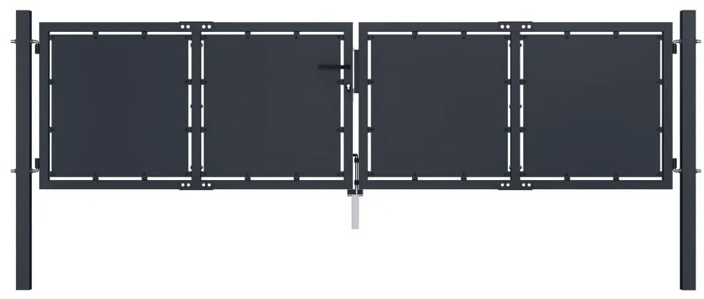 vidaXL Poartă de grădină, antracit, 300 x 75 cm, oțel
