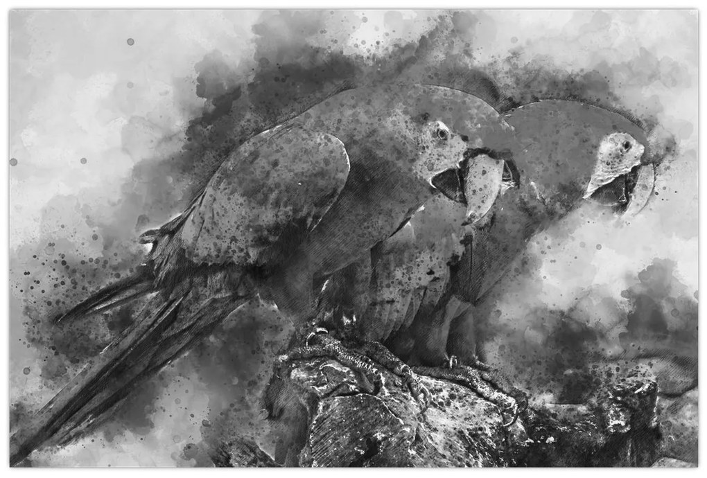 Tablou - Acuarelă papagali (90x60 cm)