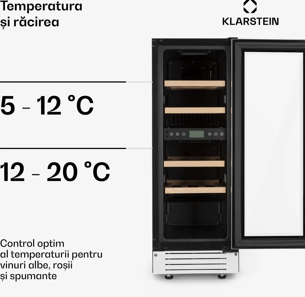 Klarstein Vinovilla 17, vinotecă cu două zone, 53 l, 17 sticle, 3 culori, albă