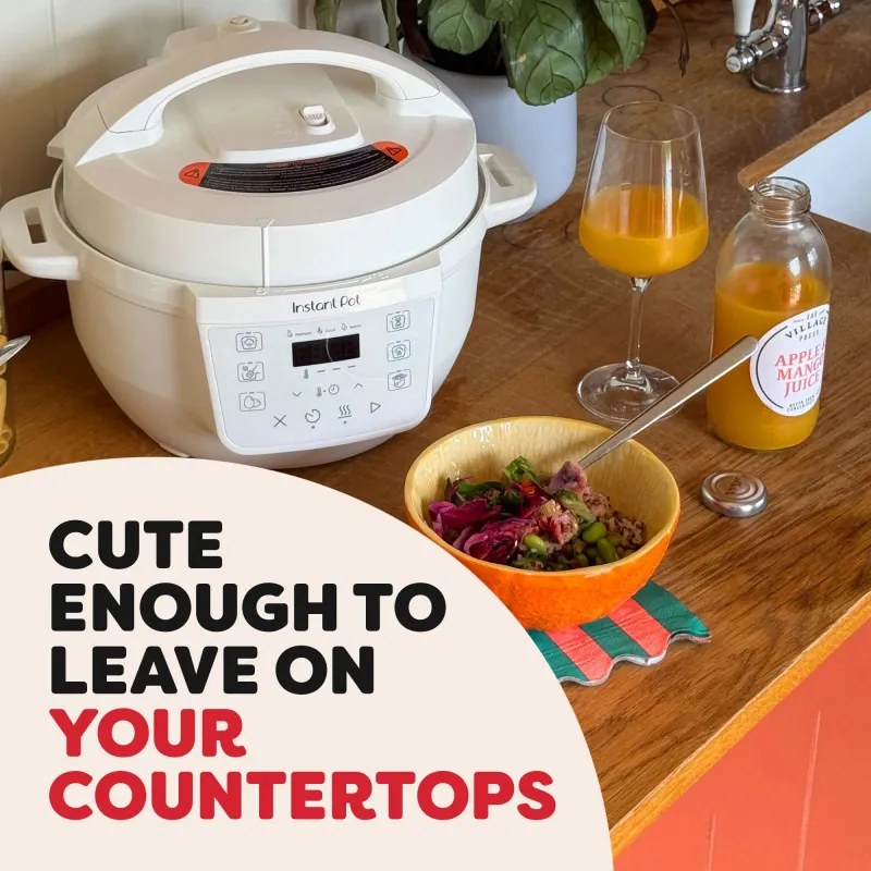 Resigilat: Multicooker Instant Pot Classic Mini 140800801, 800 W, 3,8 l, 7 programe, Butoane „Favorite”, Ecran LCD, Otel inoxidabil, Alb