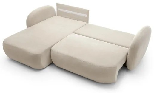 Canapea colțar extensibilă OLBIA, în formă de L, stânga, bej, cu spațiu de depozitare