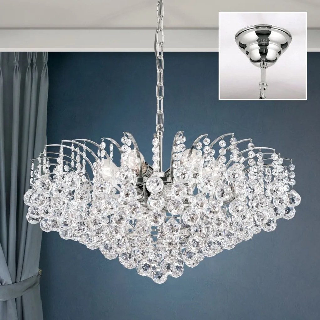 Candelabru cristal Asfour design lux KRISTALL KLASSISCH 10L chrome plated/clear