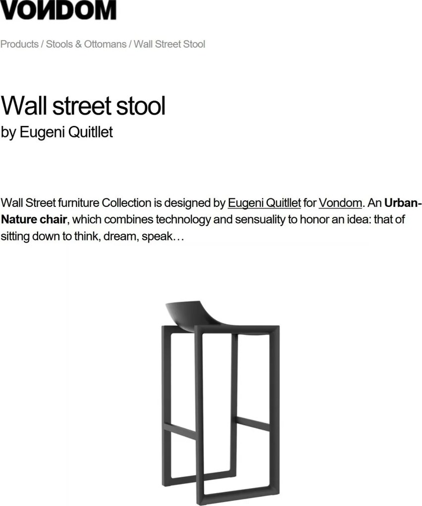 Set de 2 Scaune exterior / interior design modern premium WALL STREET H-86cm 65017 Vondom