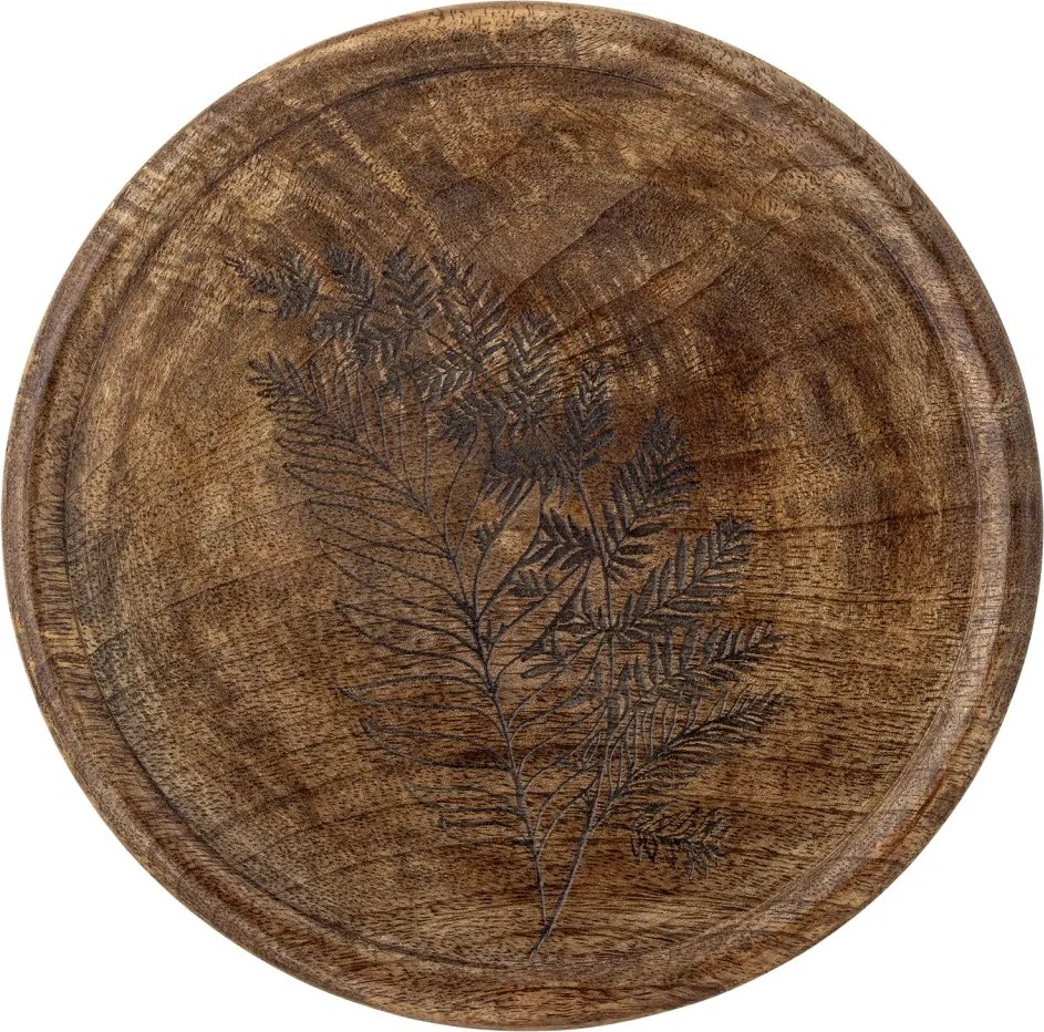 Cutie decorativă cu capac din lemn de mango, cu model gravat, natur, 19,5x9,5 cm, „Moya"
