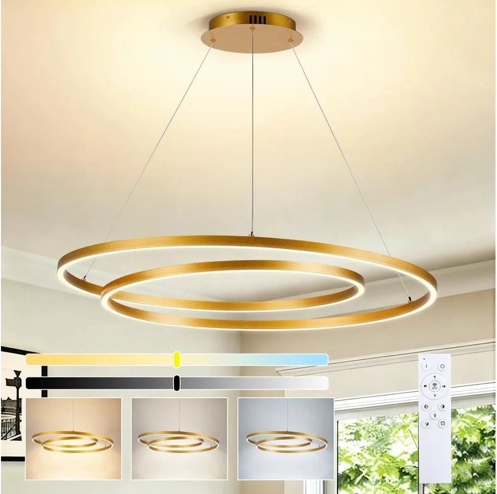 Brilagi-LED Candelabru LED cu reglare a intensității luminii pe cablu TWISTER LED/105W/230V 3000-6000K auriu + telecomandă