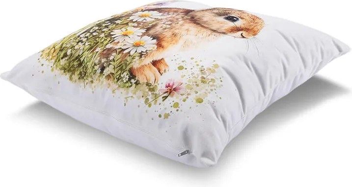 Set de 2 fețe pernuțe IEPURAȘI ÎN IARBĂ 40 x 40 cm