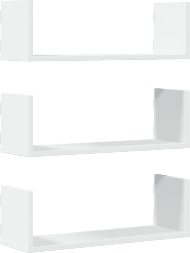 vidaXL Rafturi de perete, 3 buc., alb, 58x18x18 cm, lemn prelucrat