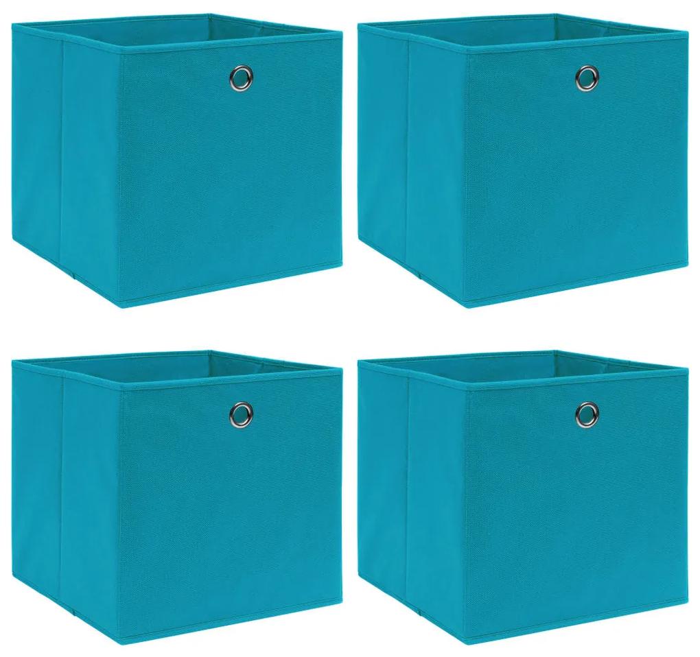 Cutii depozitare, 4 buc., bleu, 32x32x32 cm, textil Albastru bebelus fara capace, 4, 1, Albastru bebelus fara capace