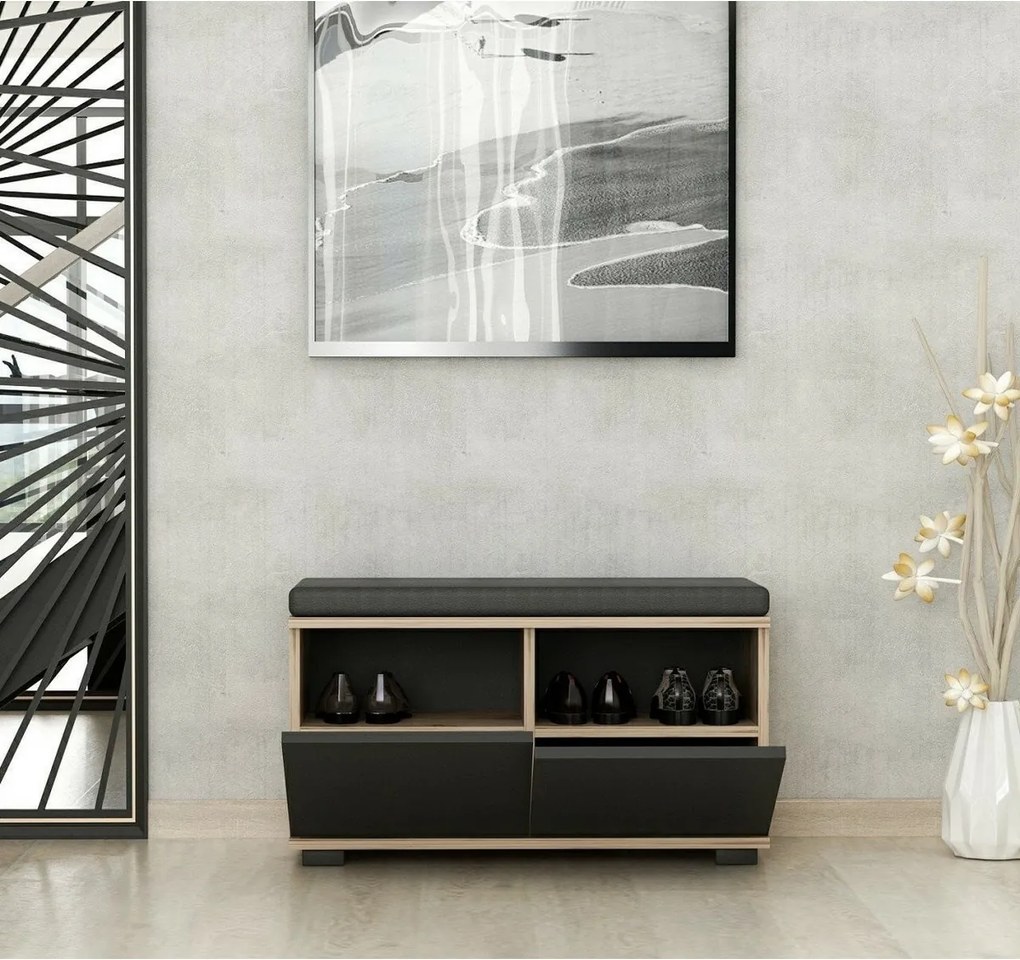 Dulap pentru pantofi Drago Walnut and Black