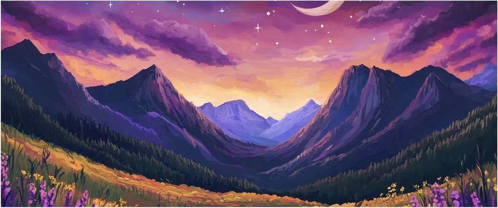 Tablou - Peisaj violet (120x50 cm)