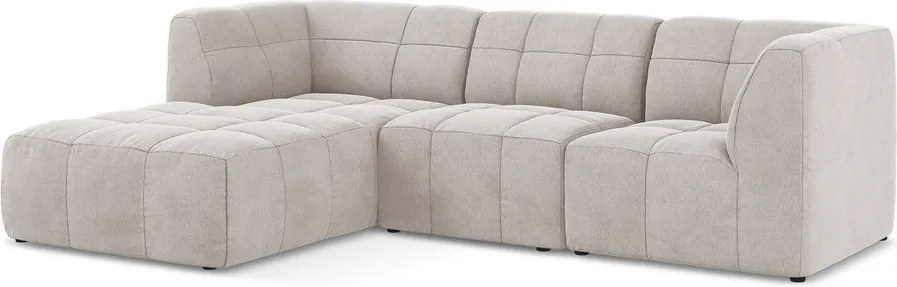 Colțar bej cu tapițerie din catifea (cu colț pe partea stângă/cu șezlong) Aloha – Makamii