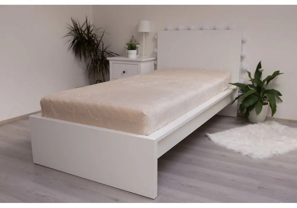 Cearceaf crem din microflanel cu elastic 90x200 cm Basic – Jerry Fabrics