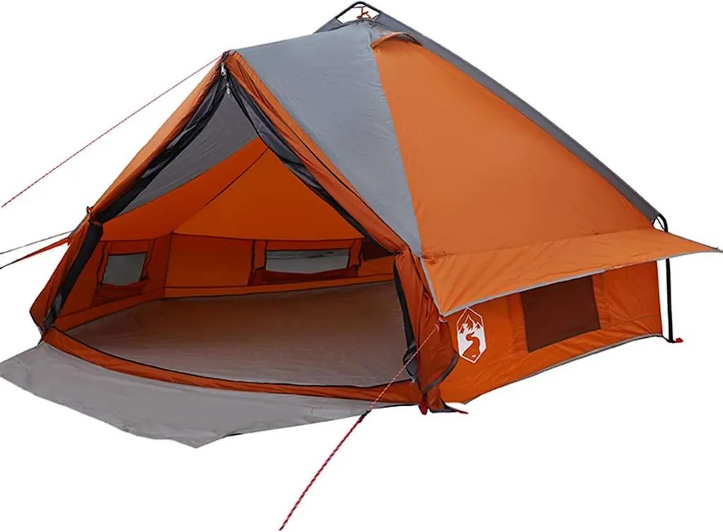 vidaXL Cort Teepee pentru 8 Persoane cu acoperiș Gri și Portocalie