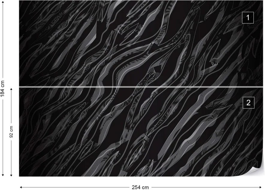 GLIX Fototapet - 3D Abstract Black Texture Vliesová tapeta  - 254x184 cm