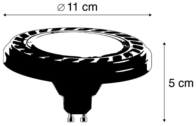 Set de 5 LED-uri GU10 reglabile AR111 Negre 8W 600lm 2700K