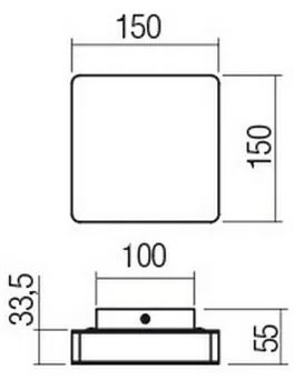 Redo 01-2384 - Aplica LED de perete TABLET, 11W/230V, 3000K, CRI 90, negru