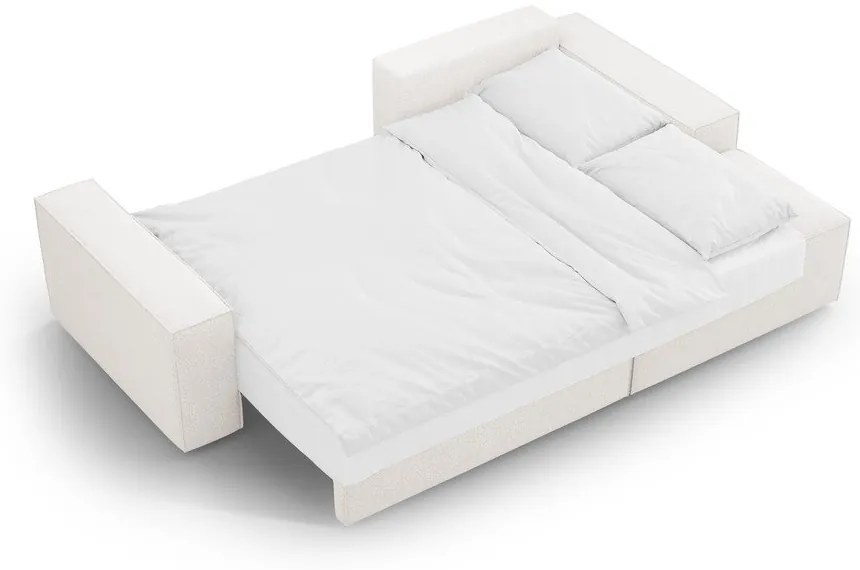 Colțar alb extensibil cu tapițerie din țesătură bouclé (cu colț pe partea dreaptă) Jodie – Micadoni Home