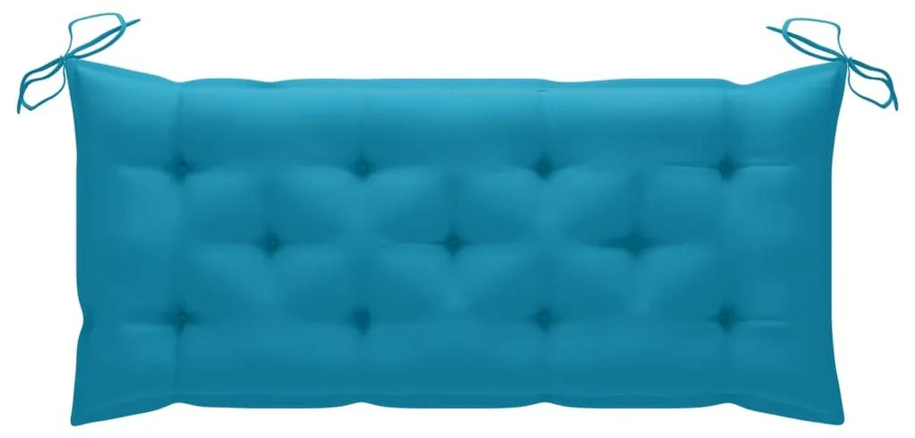 Balansoar cu perna albastru deschis, 120 cm lemn masiv tec Albastru deschis