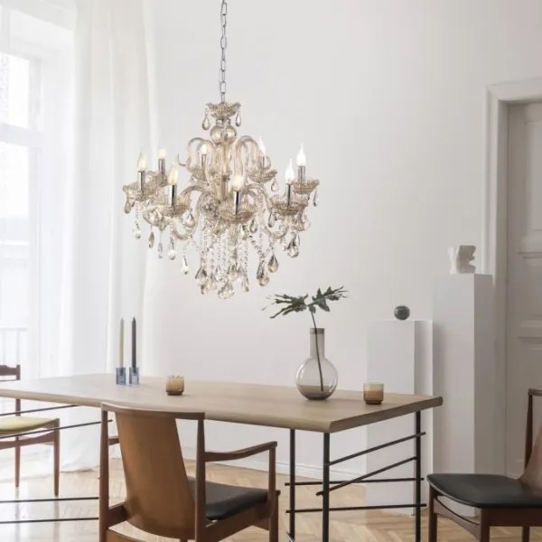 Lustră de cristal pe lanț Paul Neuhaus 3081-97 GRACIA 8xE14/40W/230V aurie