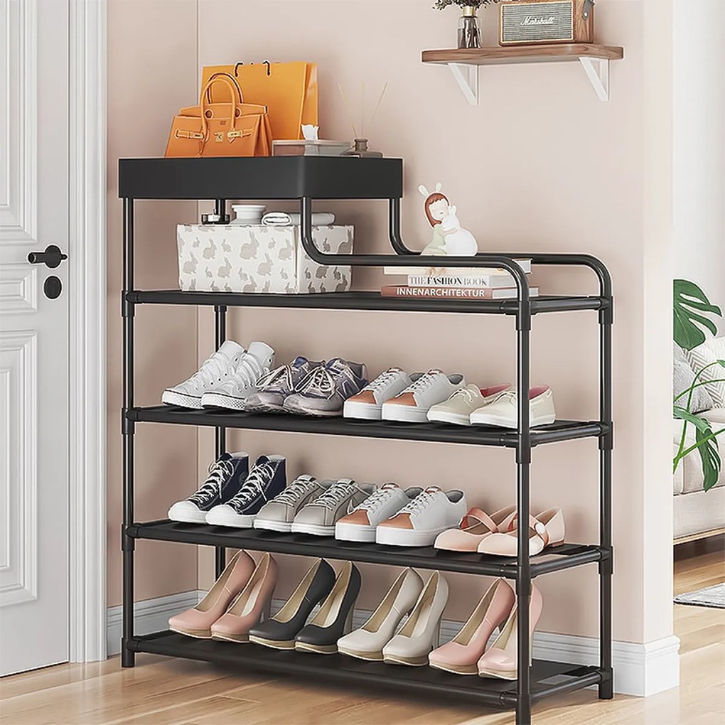 Pantofar, Naimeed D5547, raft incaltaminte, polita multifunctionala, 81 x 22 x 60 cm, negru
