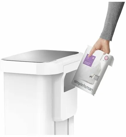 Simplehuman Coș cu pedale 45 l, alb