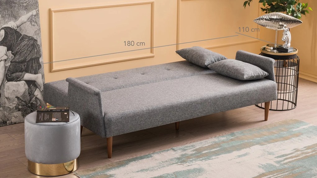 Canapea extensibilă cu 3 locuri Navan Sofa Bed-Grey Gri