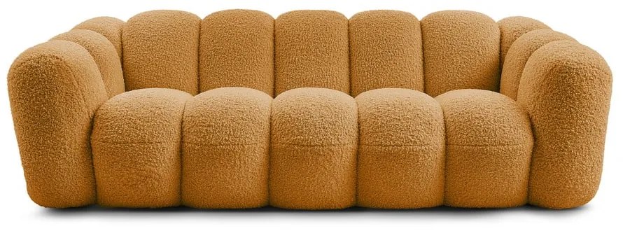 Canapea galben-muștar cu tapițerie din țesătură bouclé 232 cm Hippolyte – Bobochic Paris