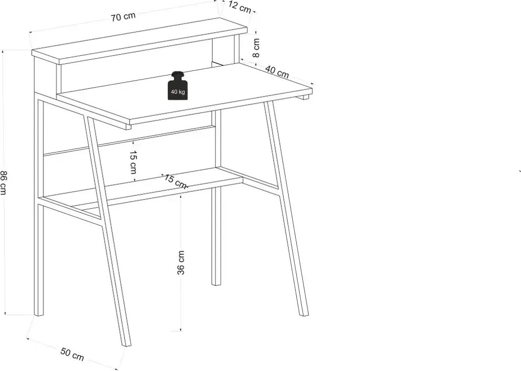 Birou/masa PC, Hodor Homs, nuc/negru,86x70x50 cm