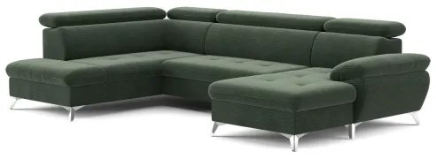 Canapea colțar extensibilă cu spațiu de depozitare, model CATANIA stânga, verde