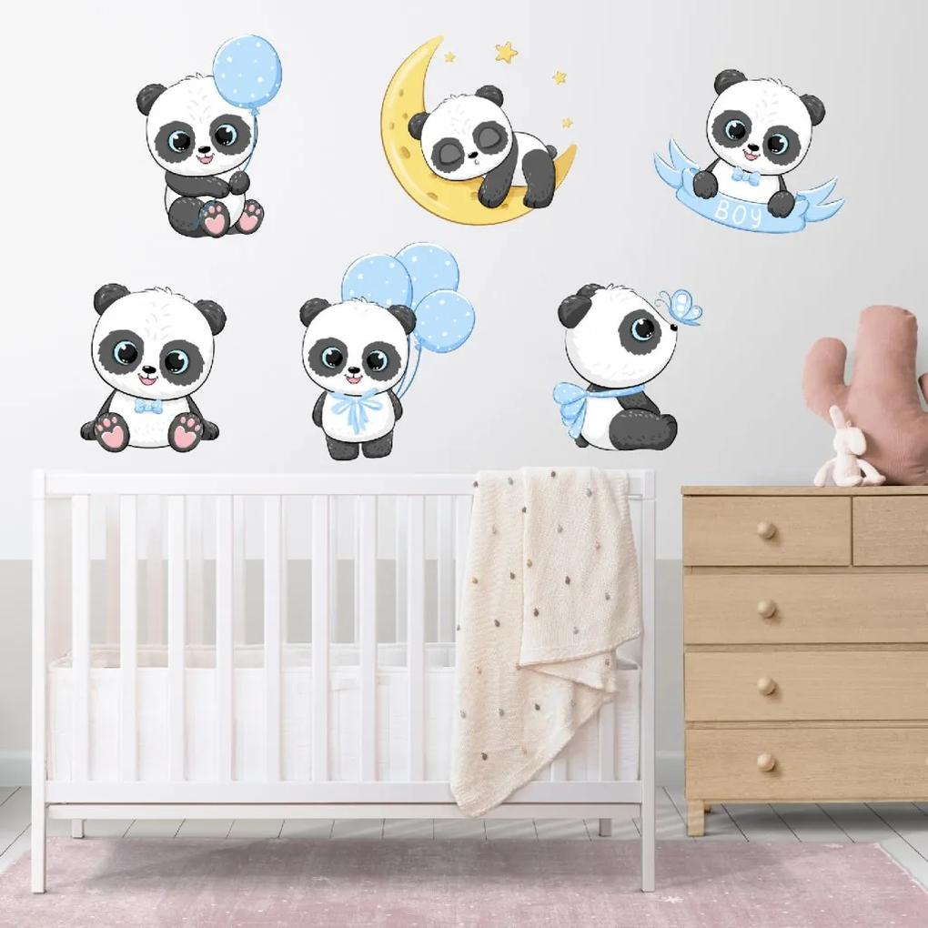PIPPER. Autocolant de perete „Panda - băiati” Material: Autocolant textil