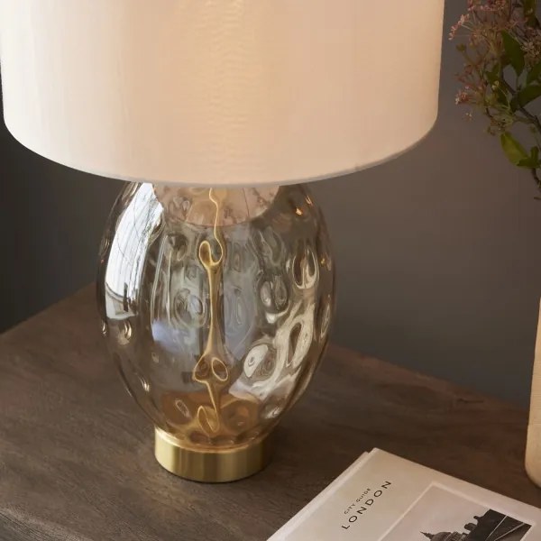 Endon 101150 - Lampă de masă ERIN, cu intensitate reglabilă, 1xE27/10W/230V, alb/bej fumuriu