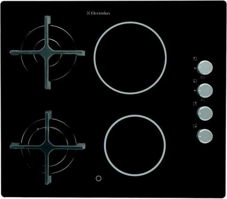 Plita incorporabila pe gaz si electrica Electrolux EGE6172NOK, 7600 W, Aprindere electronica, Indicator de caldura reziduala, Negru