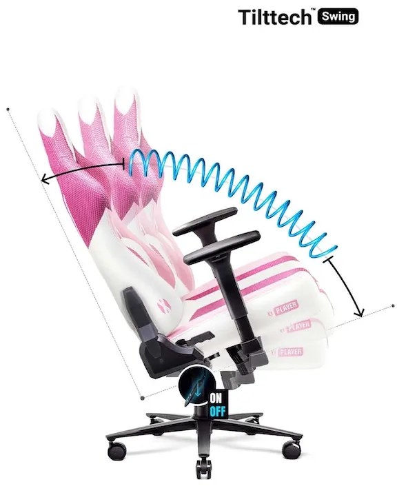 Scaun gaming Diablo X-Player 2.0 din material Normal Size Marshmallow Pink/roz Diablochairs