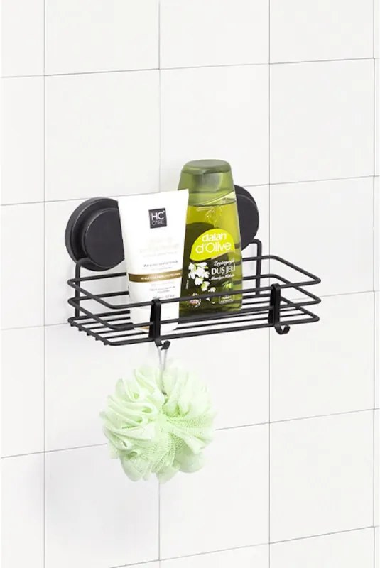 Etajera pentru baie Metalife MGS-718, 1 nivel, 41x25x15.5 cm, Negru