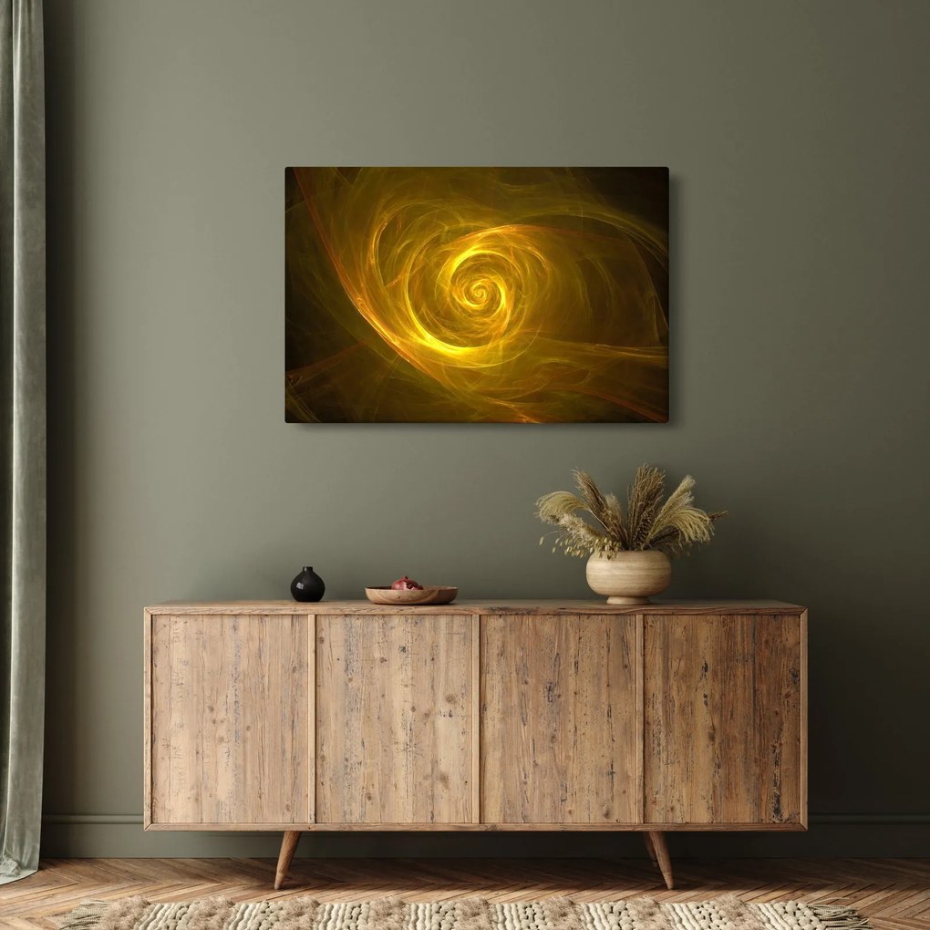 Tabloul cu spirala abstractă în galben (90x60 cm)