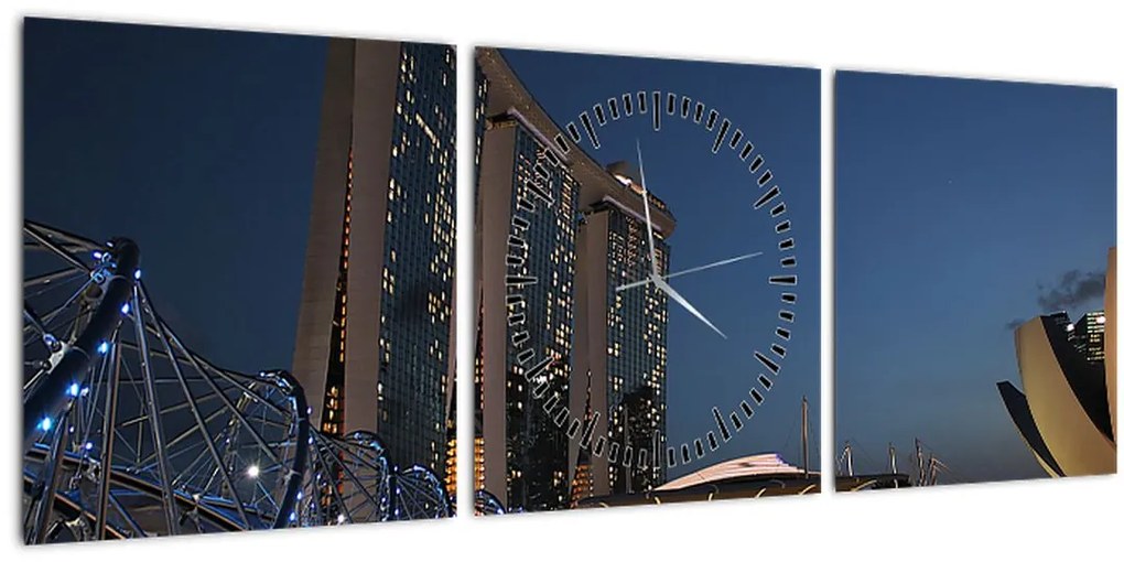 Tablou cu metropolă modernă (cu ceas) (90x30 cm)