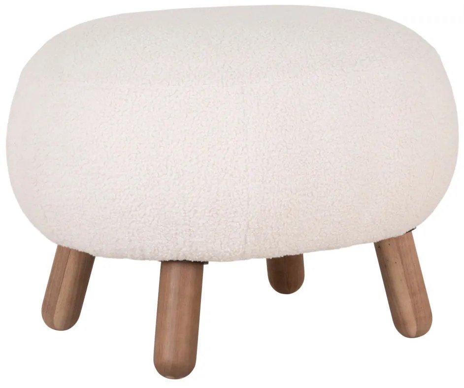 Suport pentru picioare Savona, piele de oaie falsă, picioare cu efect de nuc alb
